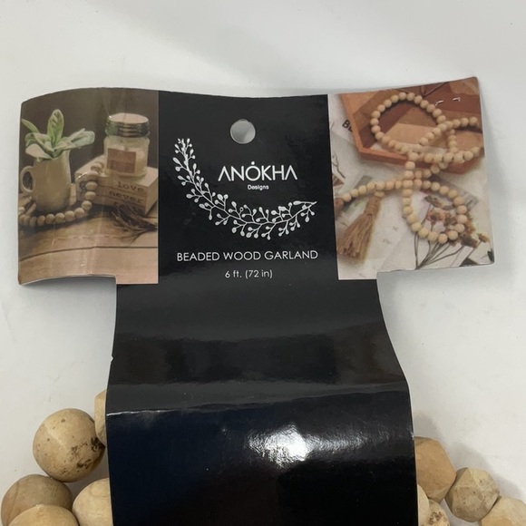 NWT Anokha 6 ft. Wooden Geometric Beaded Garland  with Tassels - Picture 2 of 8